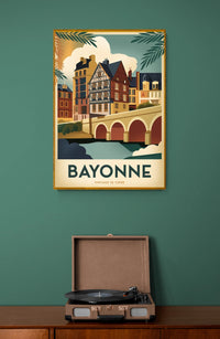 Affiche Architecture Médiévale et Pont Historique Bayonne