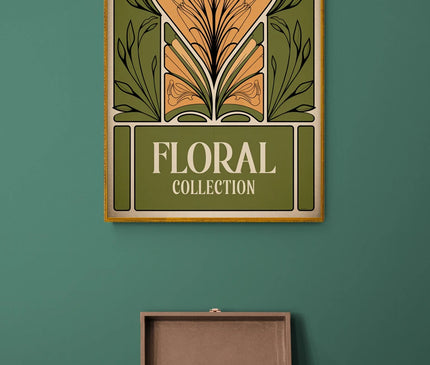 Affiche vintage motif floral rétro