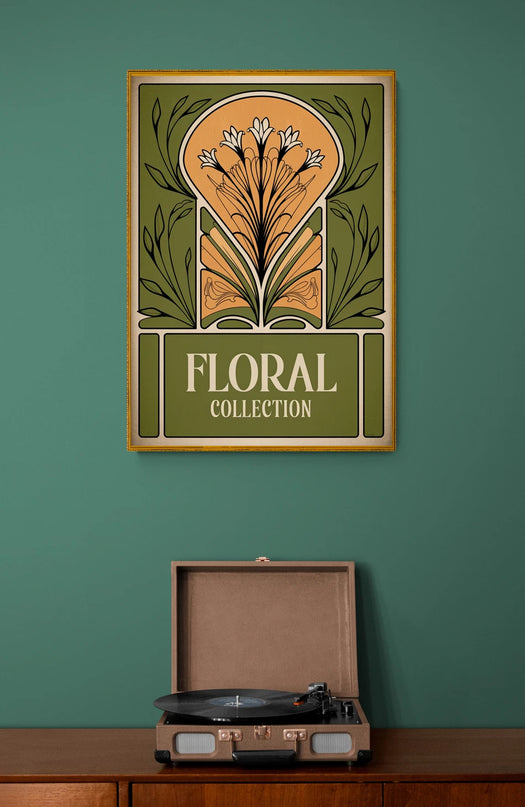 Affiche vintage motif floral rétro