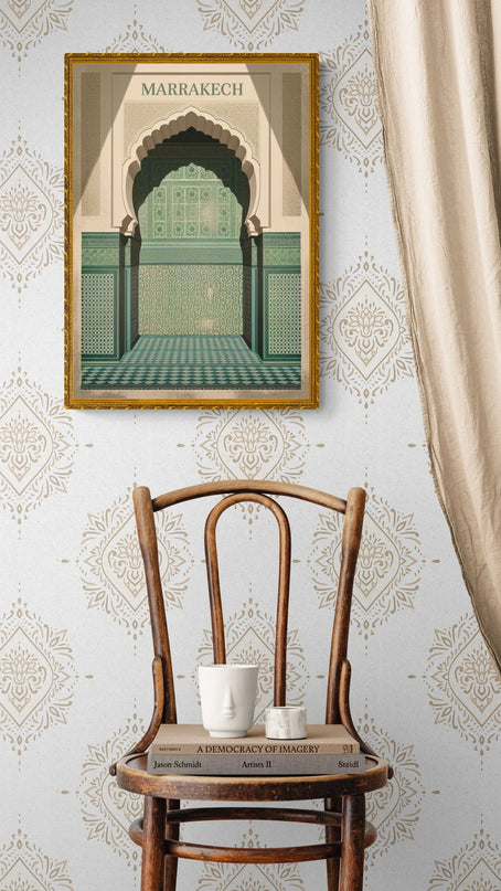 Affiche mosaïques rétro Marrakech