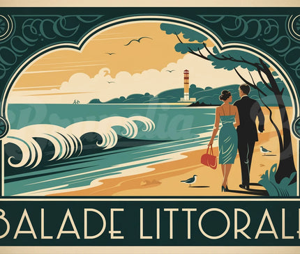 Affiche balade littorale rétro