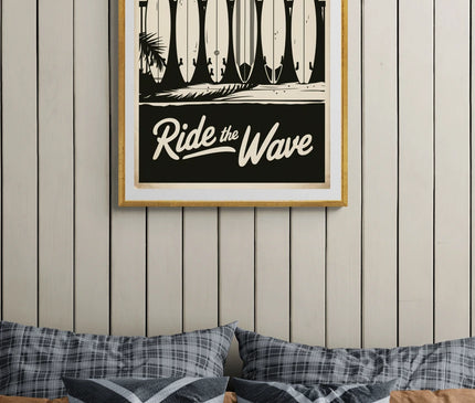 affiche surf vintage noir et blanc