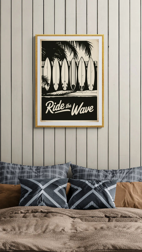 affiche surf vintage noir et blanc