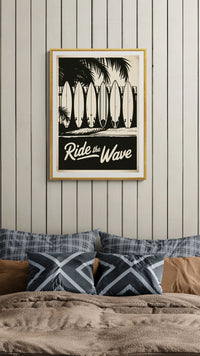 Affiche Ride the Wave planches de surf années 1950