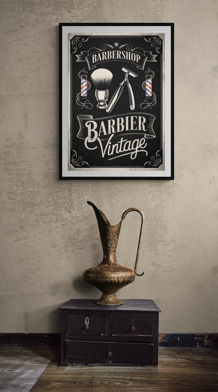 affiche brosse et rasoir rétro