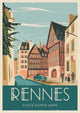 Affiche Rennes Place Sainte-Anne style Art Déco