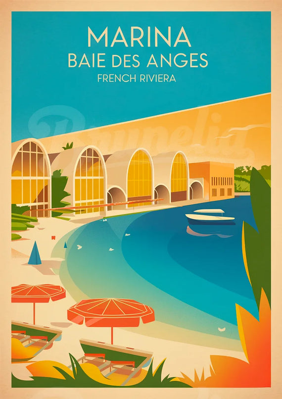 Affiche vintage baie des Anges