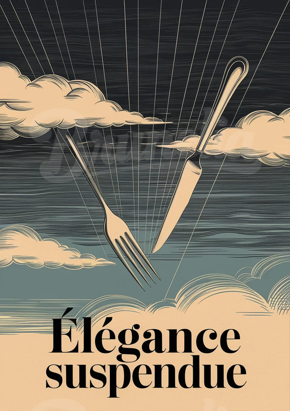 affiche vintage fourchette et couteau