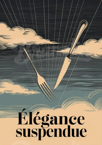 Affiche élégance suspendue couverts art déco