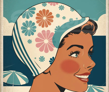 Affiche bonnet de bain rétro