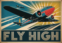 Affiche Art Déco Fly High années 1930 Avion