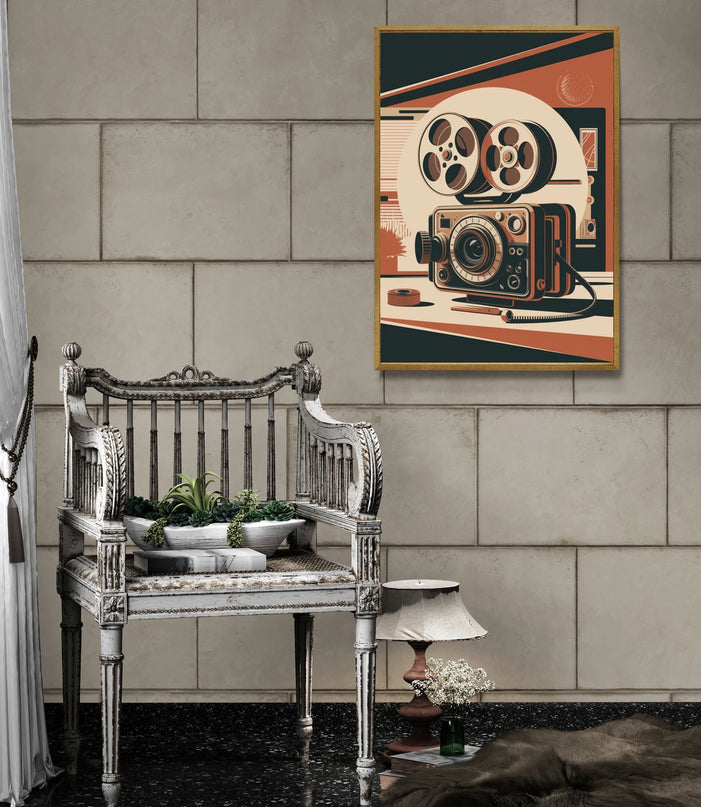 Affiche vintage caméra vidéo rétro