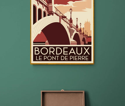 Affiche pont de pierre Bordeaux rétro
