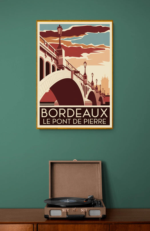 Affiche pont de pierre Bordeaux rétro