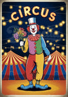 Affiche Clown de Cirque avec Tentes Rayées