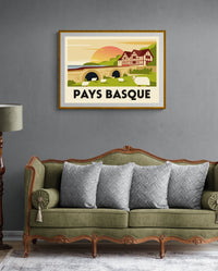 Affiche Architecture colombages moutons Pays basque