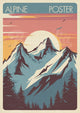 Affiche Paysage Alpin Coucher de Soleil Rétro