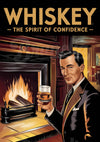 Affiche Whiskey homme costume cheminée art déco