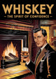 Affiche Whiskey homme costume cheminée art déco