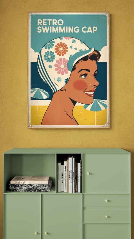Affiche bonnet de bain rétro