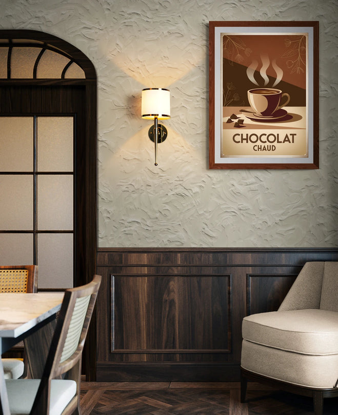 Affiche chocolat chaud fumant vintage