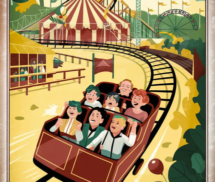 Affiche montagnes russes rétro