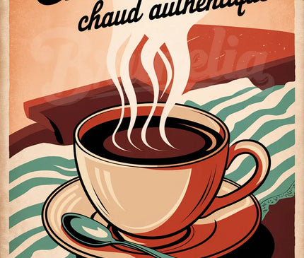 Affiche cuillère chocolat chaud rétro