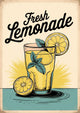 Affiche rétro boisson fraîche au citron et menthe