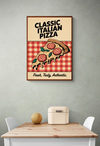 Affiche pizza italienne authentique style rétro