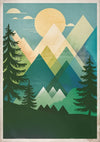 Affiche paysage montagneux géométrique années 1930