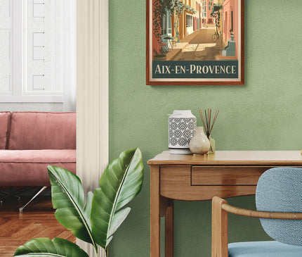 Affiche vintage façades colorées aixoises