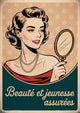 Affiche beauté femme élégante miroir années 1950