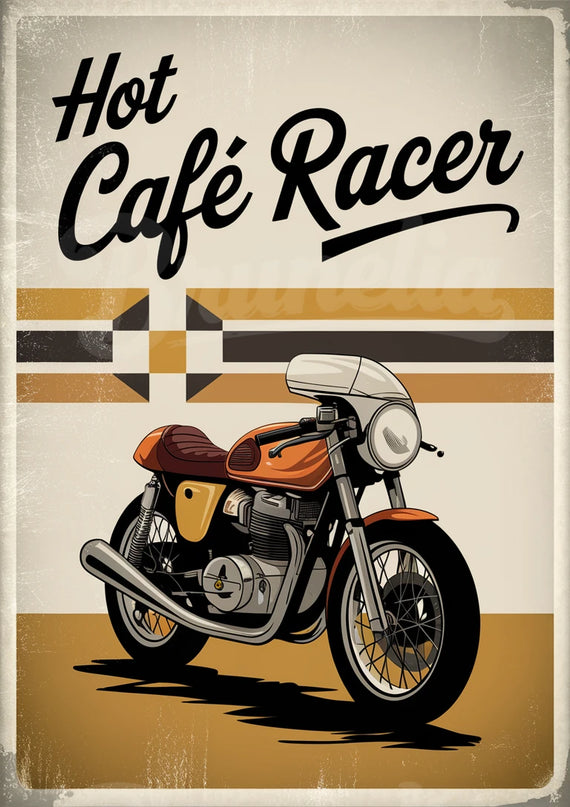 Affiche moto café racer vintage