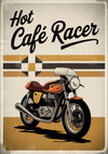 Affiche rétro Hot Café Racer moto orange années 60