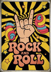 Affiche Peace and Love années 70 Rock and Roll