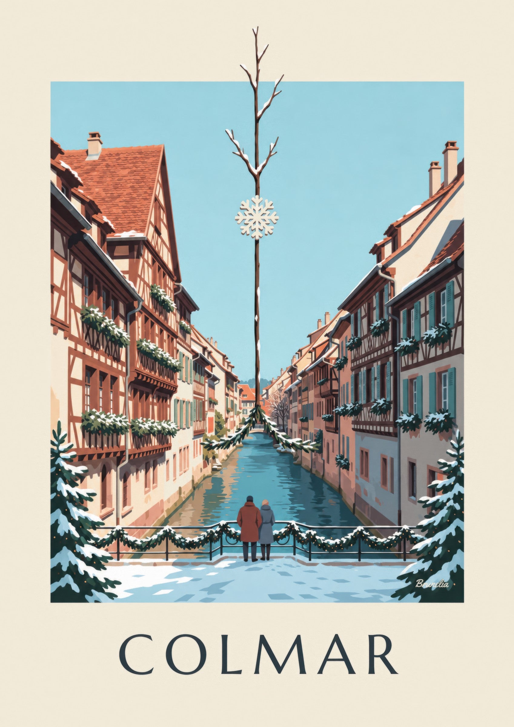 Affiche Petite Venise de Colmar à Noël : détail en gros plan