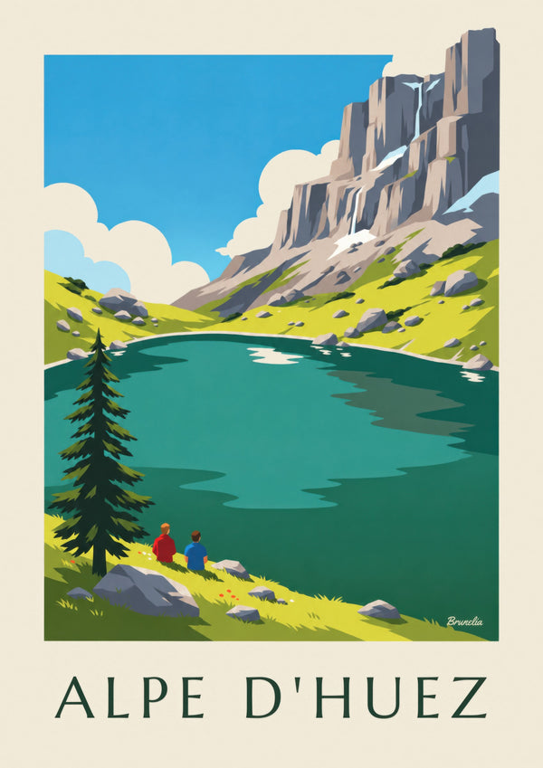 Cartaz do lago Besson em Alpe d'Huez no verão