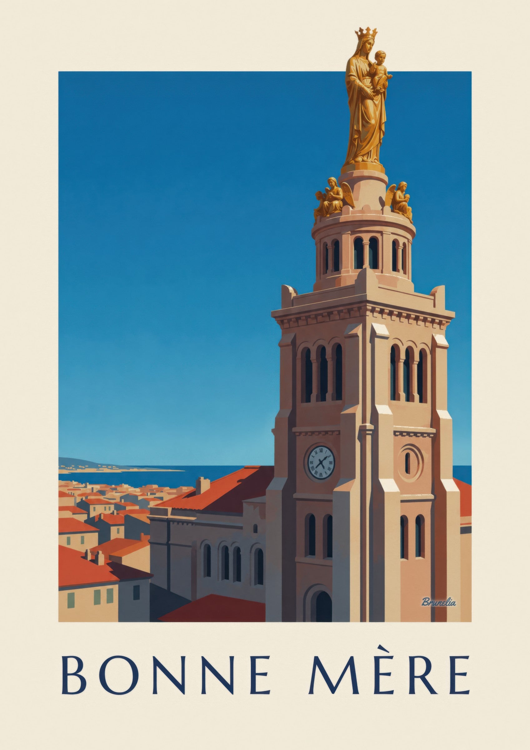 Affiche Bonne Mère dorée à Marseille : détail en gros plan