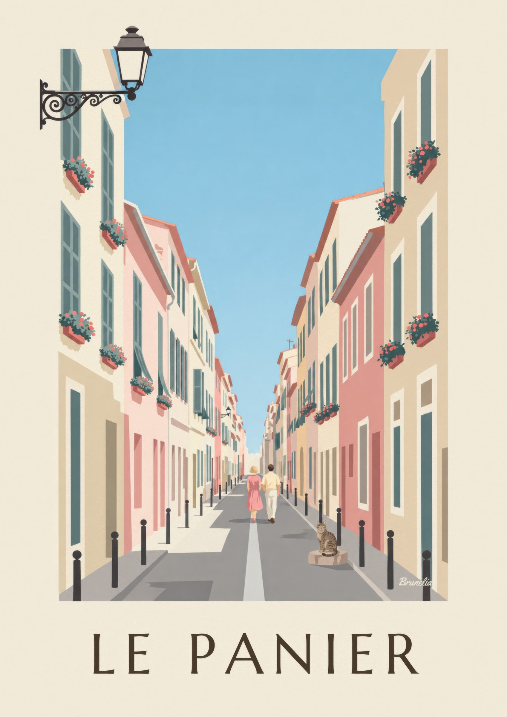Affiche rue du Petit-Puits au Panier à Marseille : détail en gros plan