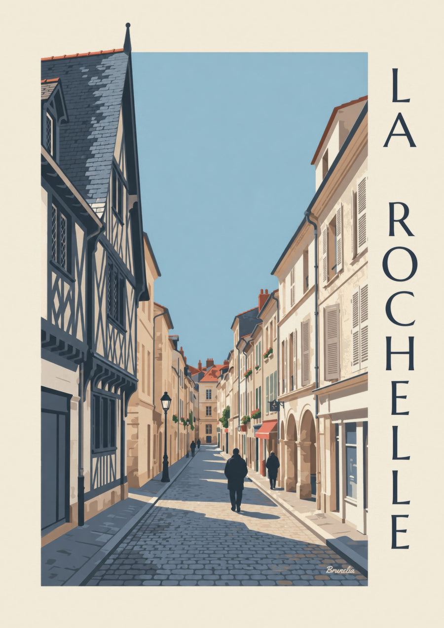 Affiche maison à pans de bois de La Rochelle