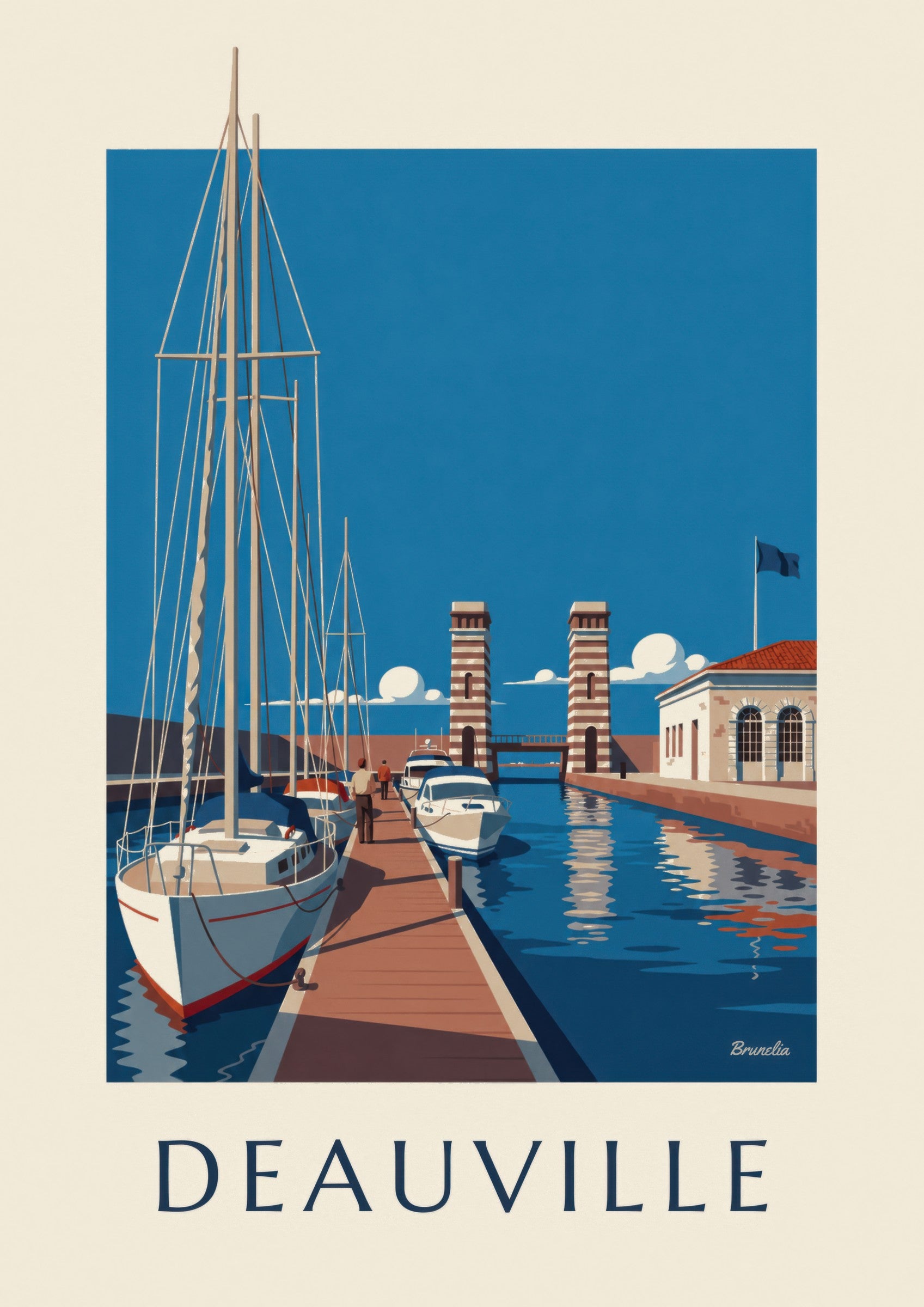 Affiche Port-Deauville marina et voiliers : détail en gros plan