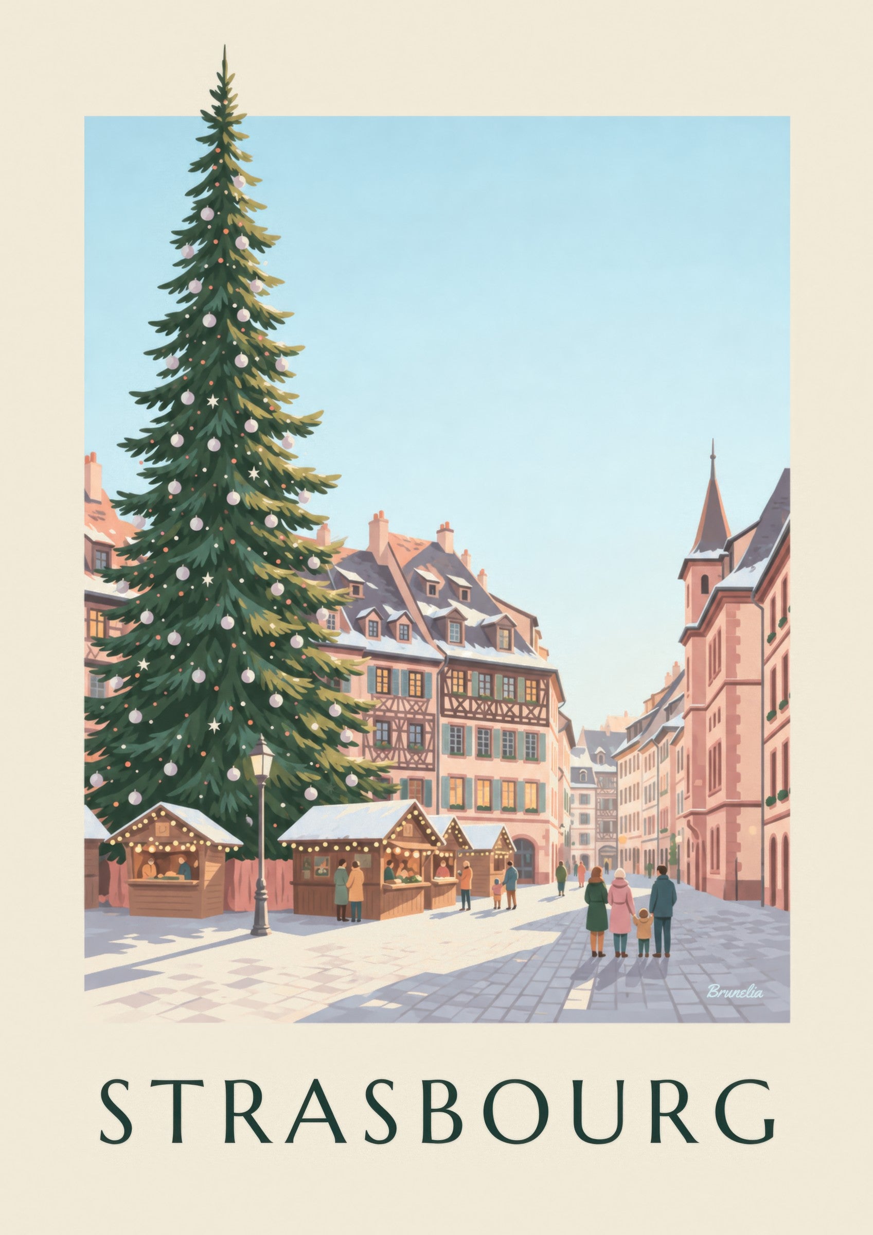 Affiche marché de Noël de Strasbourg : détail en gros plan
