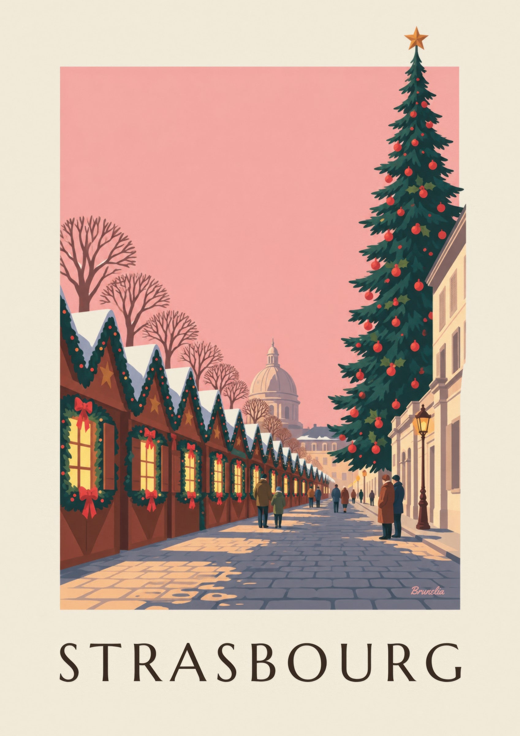 Affiche marché de Noël à Strasbourg, place Broglie : détail en gros plan
