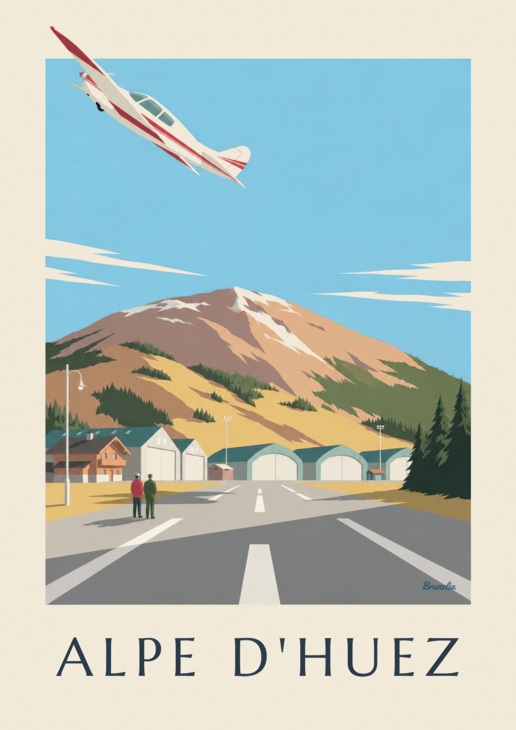Affiche altiport de l'Alpe d'Huez : détail en gros plan