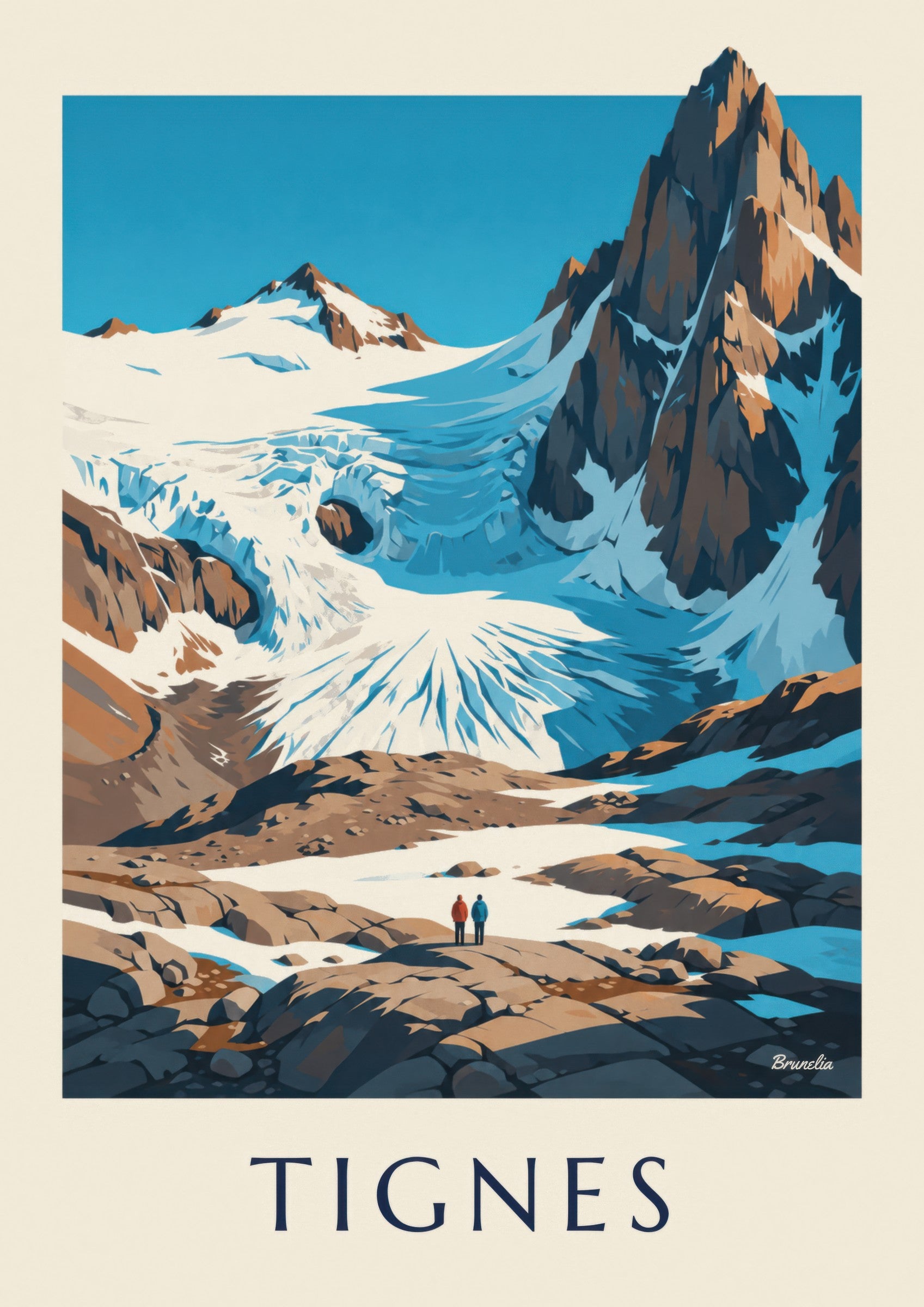 Affiche Tignes, Grande Motte et Grande Casse en été : détail en gros plan