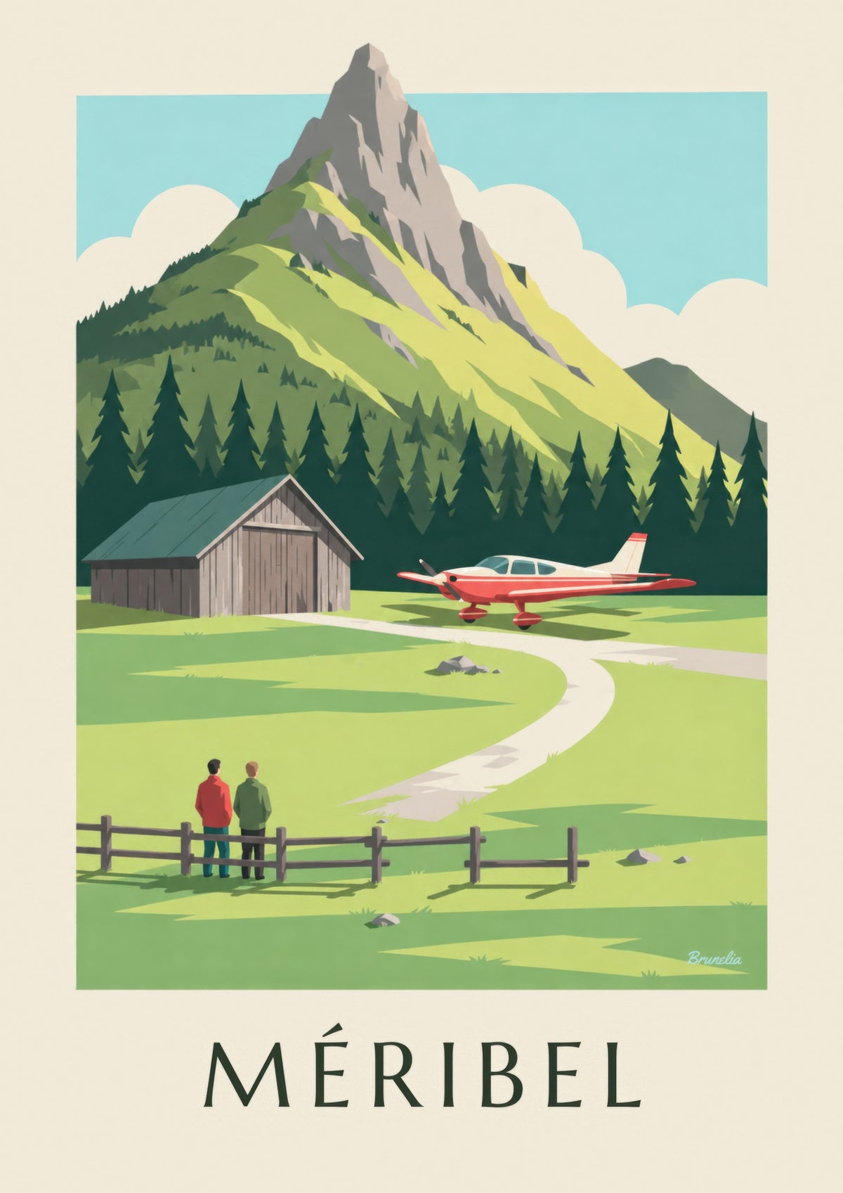 Affiche Méribel, petit avion à l'altiport