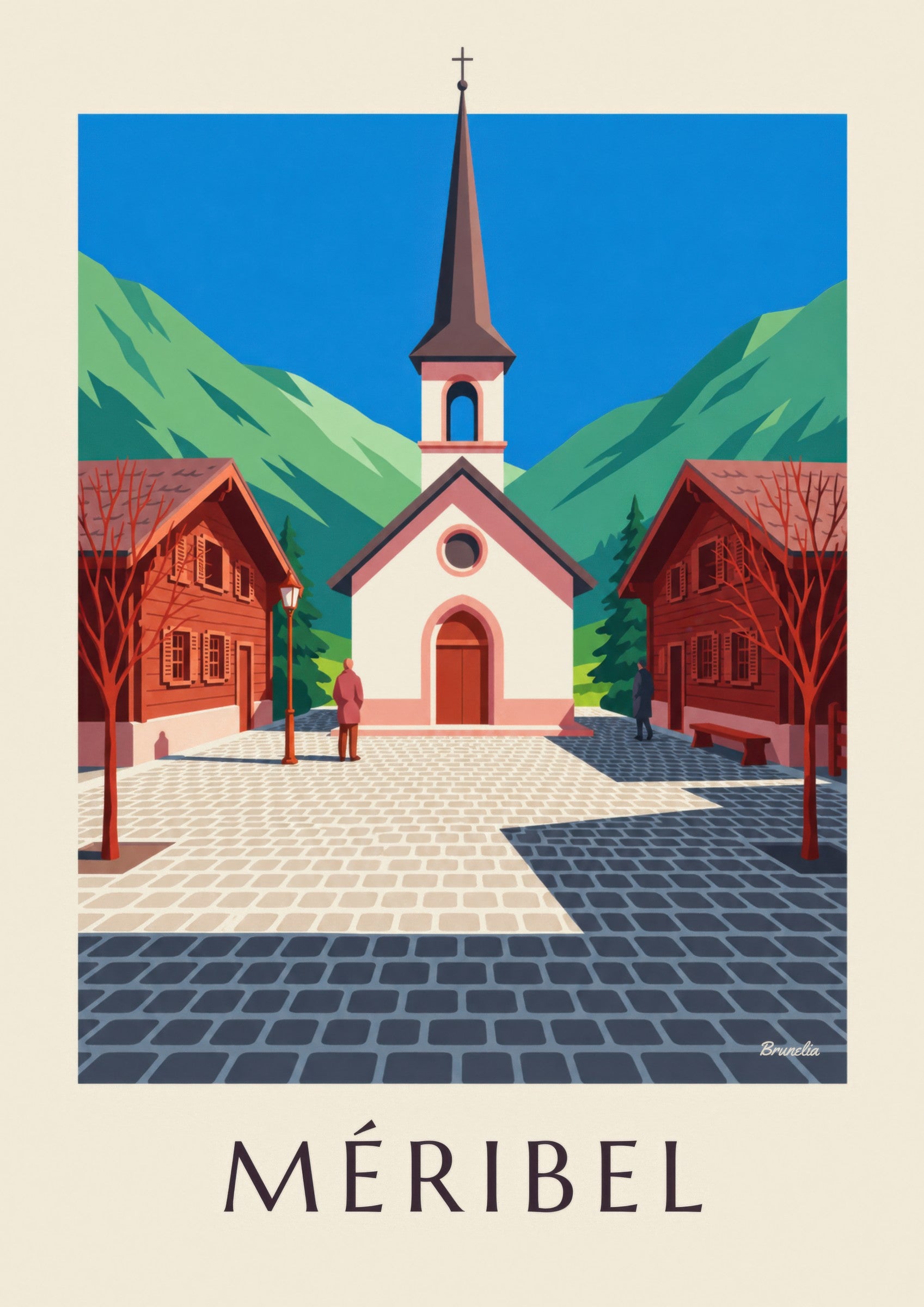 Affiche Méribel, chapelle rose : détail en gros plan