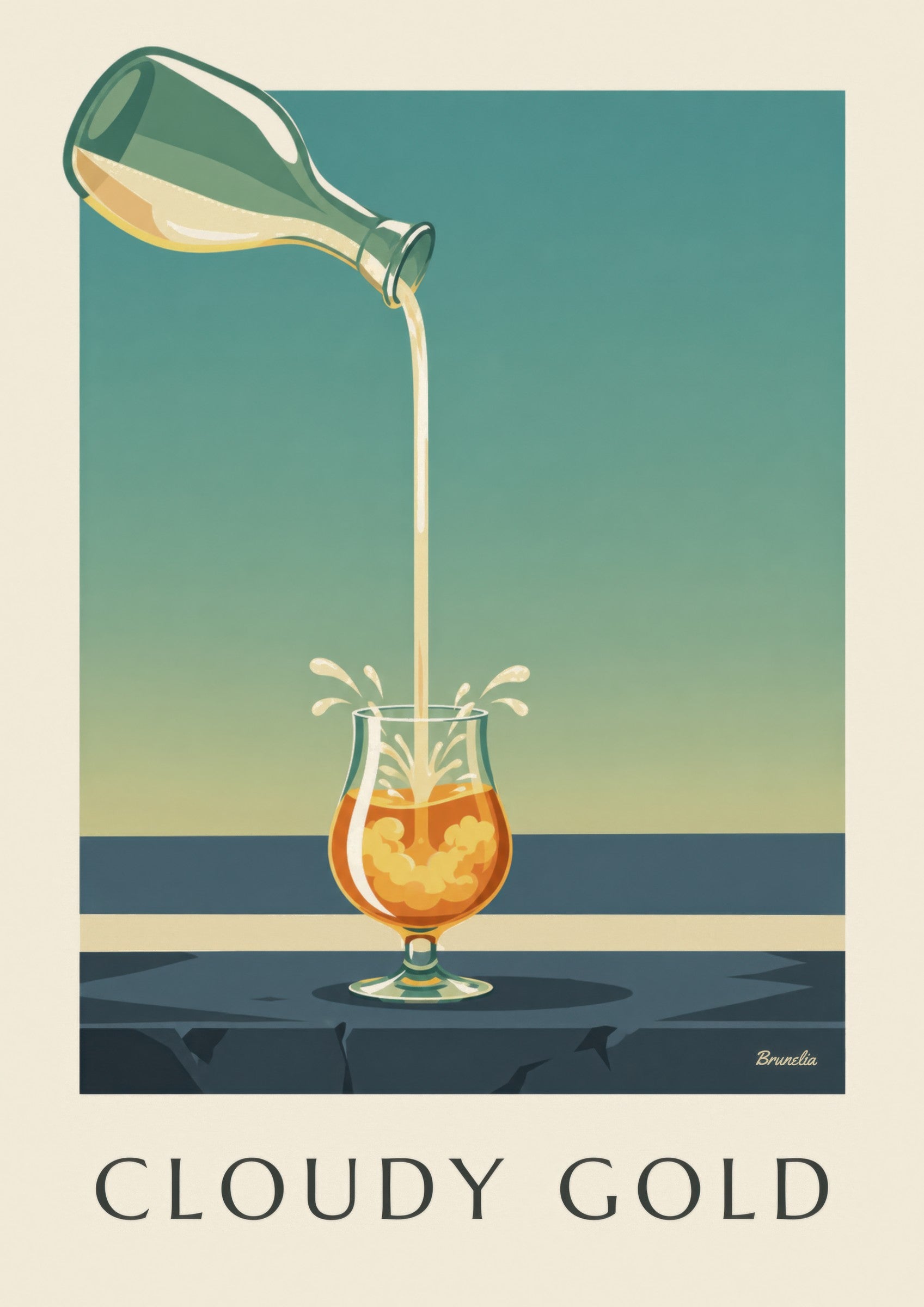 Affiche pastis et eau fraîche : détail en gros plan