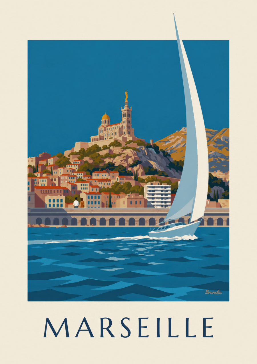 Affiche Notre-Dame-de-la-Garde vue depuis la mer