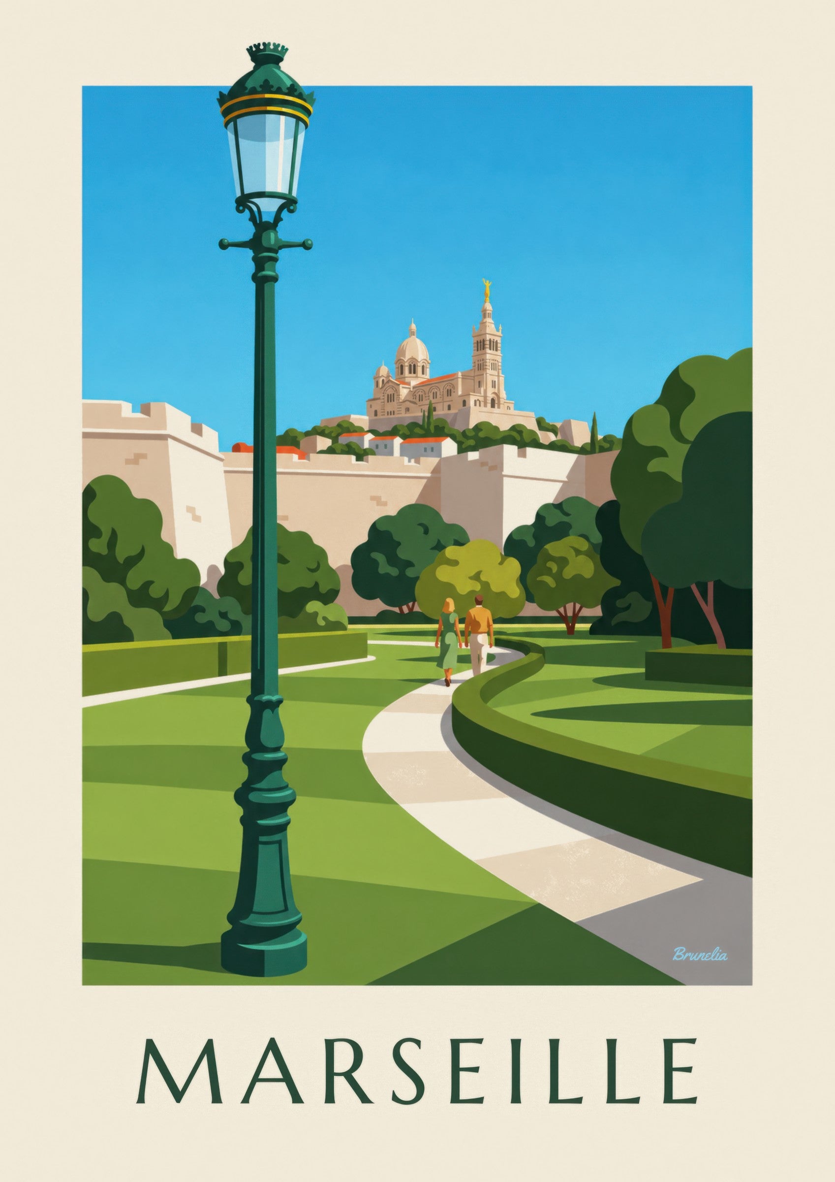 Affiche Notre-Dame-de-la-Garde vue du Pharo : détail en gros plan